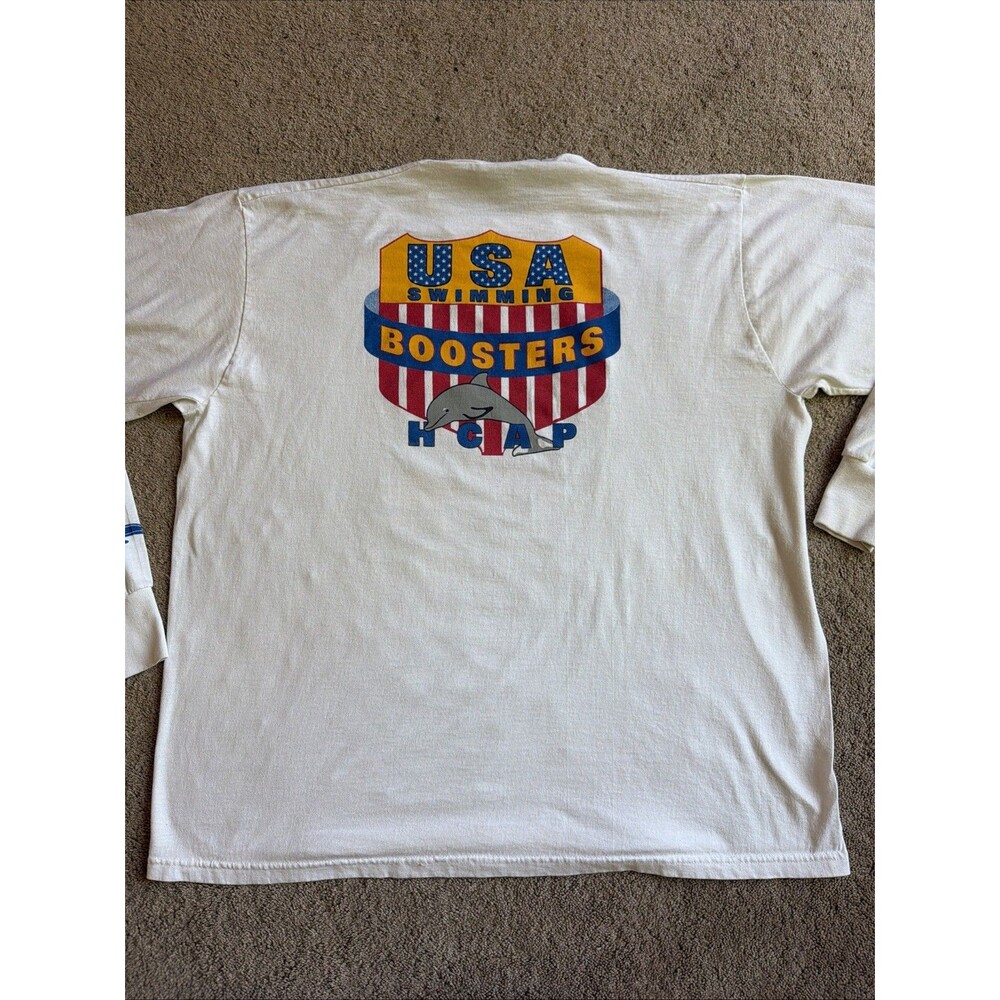 VTG USA Swimming Boosters HCAP Dolphin Graphic XXL Dolphin White Long Sleeve